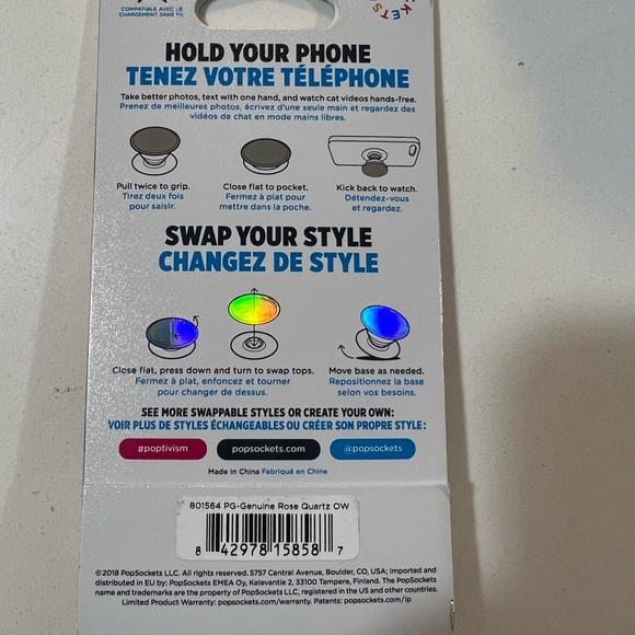 PopSockets Luxe Rose Quartz Pink Real Gem Stone PopSocket Pop Socket PopGrip - Picture 3 of 3